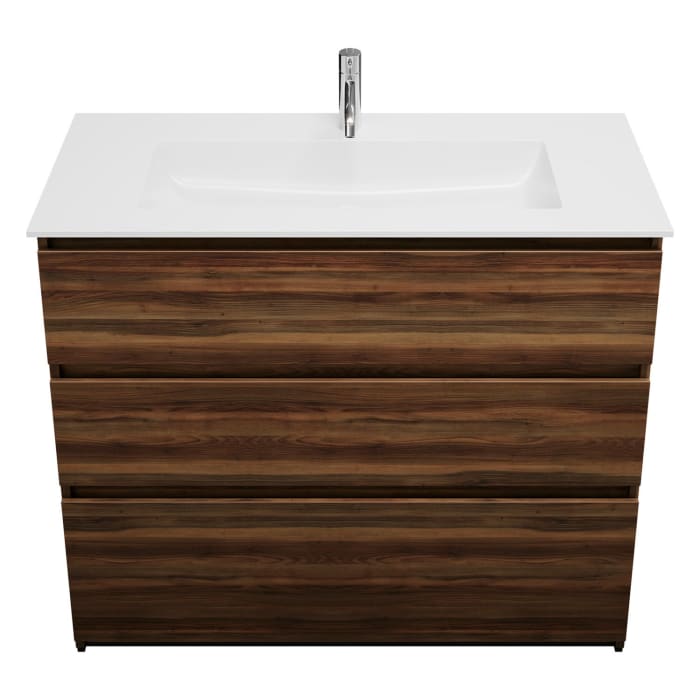 burgbad Lin20 Waschtischunterschrank mit Mineralguss-Waschtisch 102 cm, 3 Auszüge