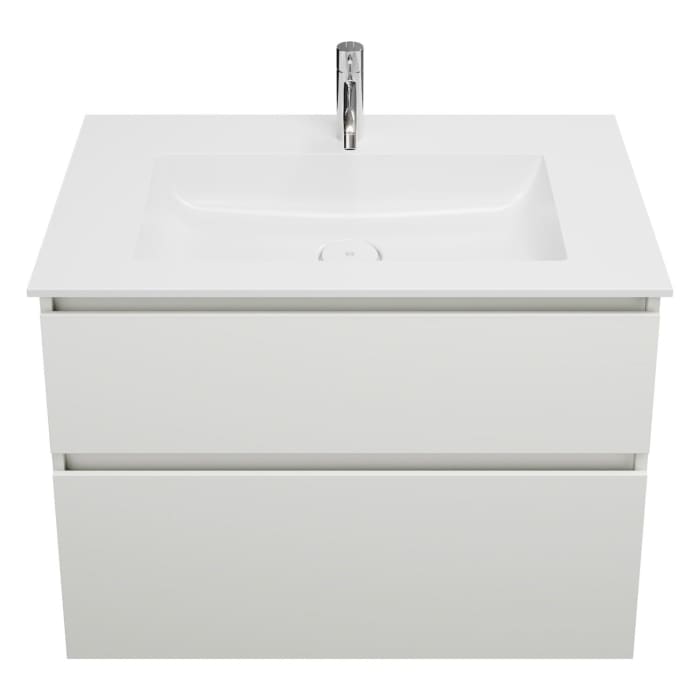 burgbad Lin20 Waschtischunterschrank mit Mineralguss-Waschtisch 82 cm, 2 Auszüge