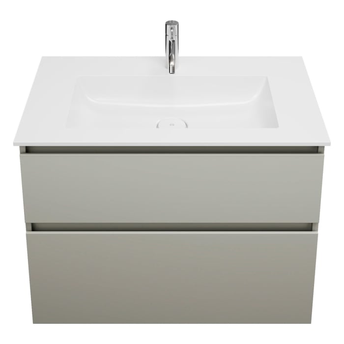 burgbad Lin20 Waschtischunterschrank mit Mineralguss-Waschtisch 82 cm, 2 Auszüge