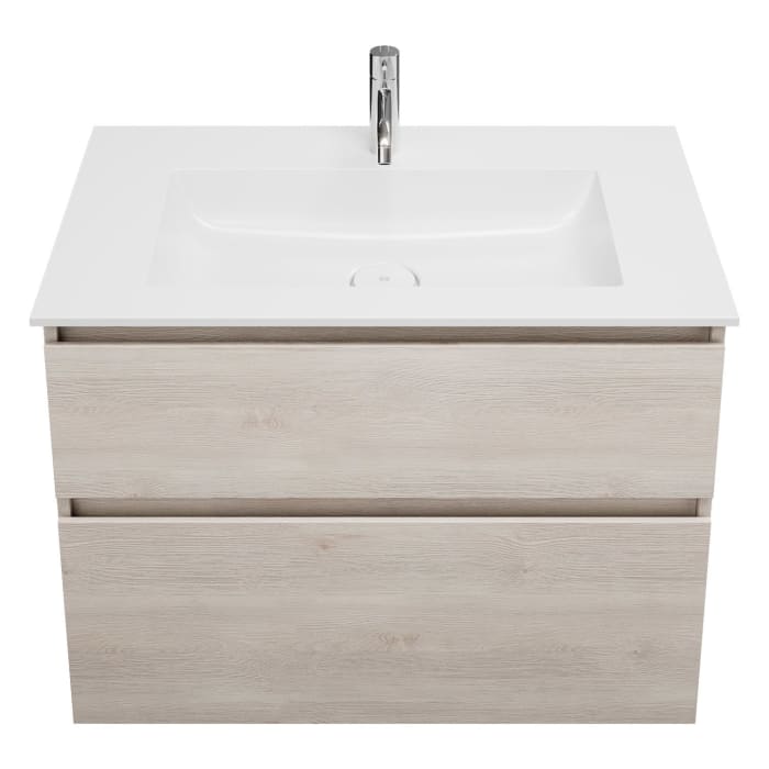 burgbad Lin20 Waschtischunterschrank mit Mineralguss-Waschtisch 82 cm, 2 Auszüge