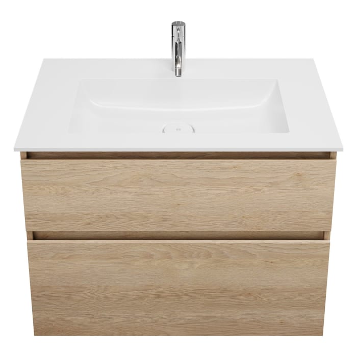 burgbad Lin20 Waschtischunterschrank mit Mineralguss-Waschtisch 82 cm, 2 Auszüge