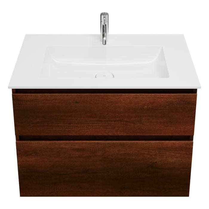 burgbad Lin20 Waschtischunterschrank mit Mineralguss-Waschtisch 82 cm, 2 Auszüge