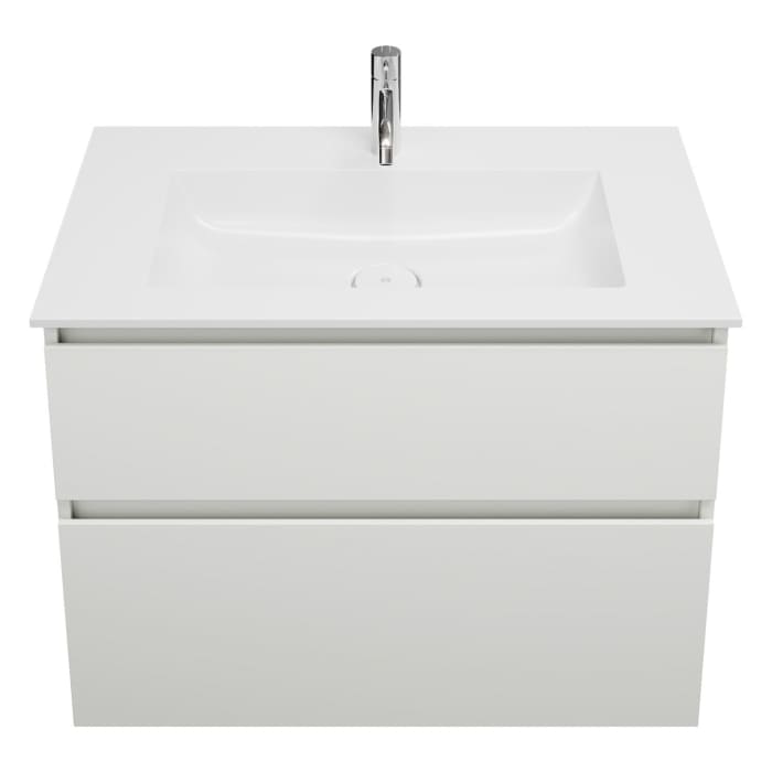 burgbad Lin20 Waschtischunterschrank mit Mineralguss-Waschtisch 82 cm, 2 Auszüge