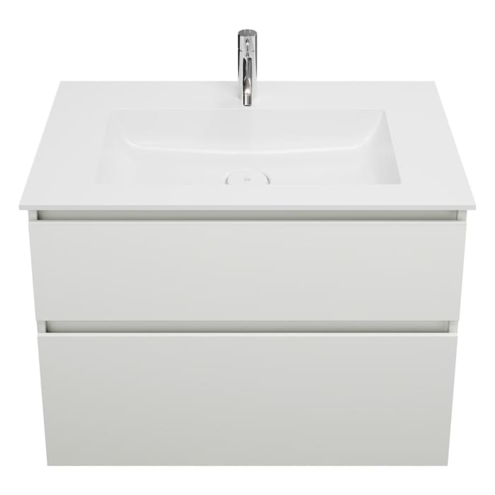 burgbad Lin20 Waschtischunterschrank mit Mineralguss-Waschtisch 82 cm, 2 Auszüge