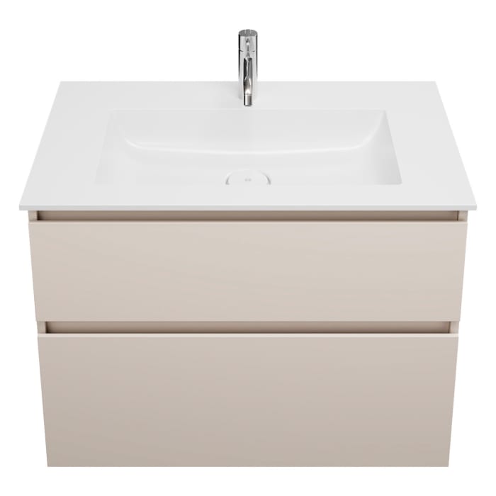 burgbad Lin20 Waschtischunterschrank mit Mineralguss-Waschtisch 82 cm, 2 Auszüge