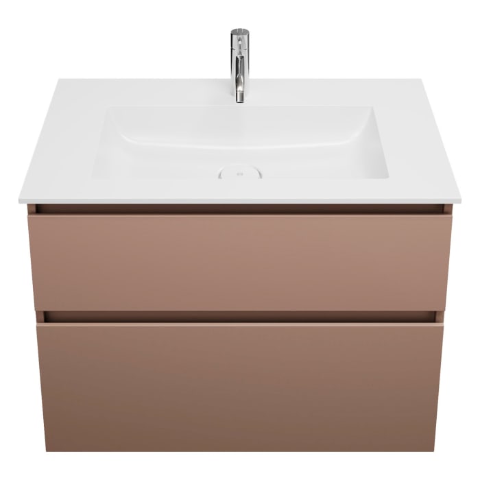 burgbad Lin20 Waschtischunterschrank mit Mineralguss-Waschtisch 82 cm, 2 Auszüge