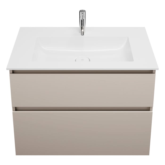 burgbad Lin20 Waschtischunterschrank mit Mineralguss-Waschtisch 82 cm, 2 Auszüge