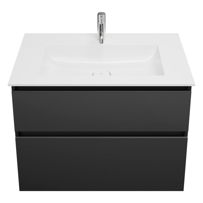 burgbad Lin20 Waschtischunterschrank mit Mineralguss-Waschtisch 82 cm, 2 Auszüge