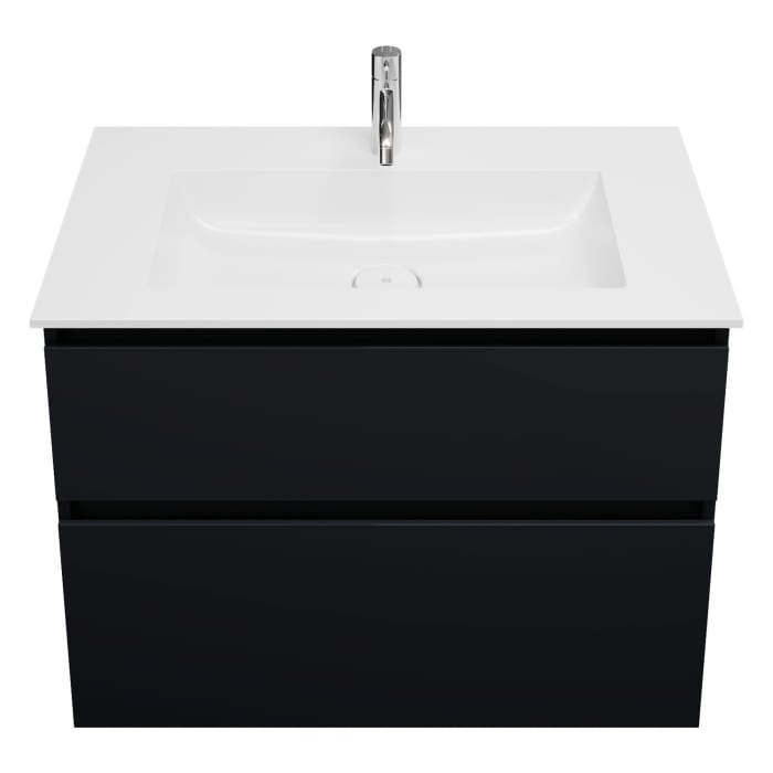 burgbad Lin20 Waschtischunterschrank mit Mineralguss-Waschtisch 82 cm, 2 Auszüge