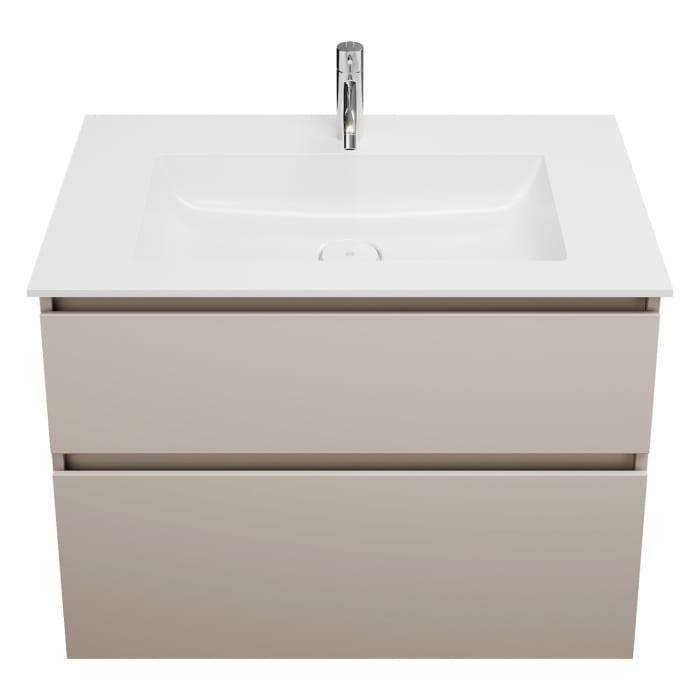 burgbad Lin20 Waschtischunterschrank mit Mineralguss-Waschtisch 82 cm, 2 Auszüge