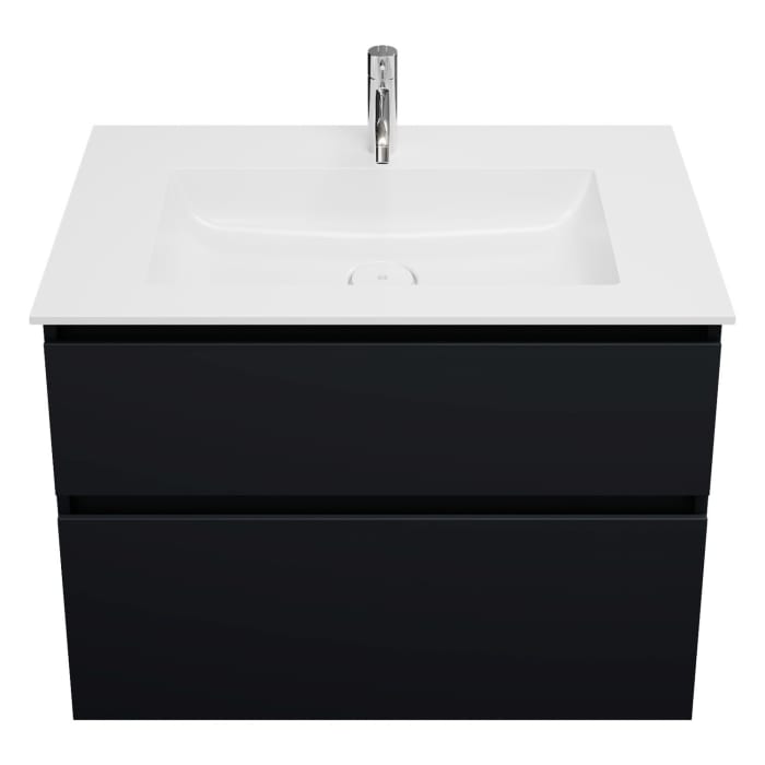 burgbad Lin20 Waschtischunterschrank mit Mineralguss-Waschtisch 82 cm, 2 Auszüge