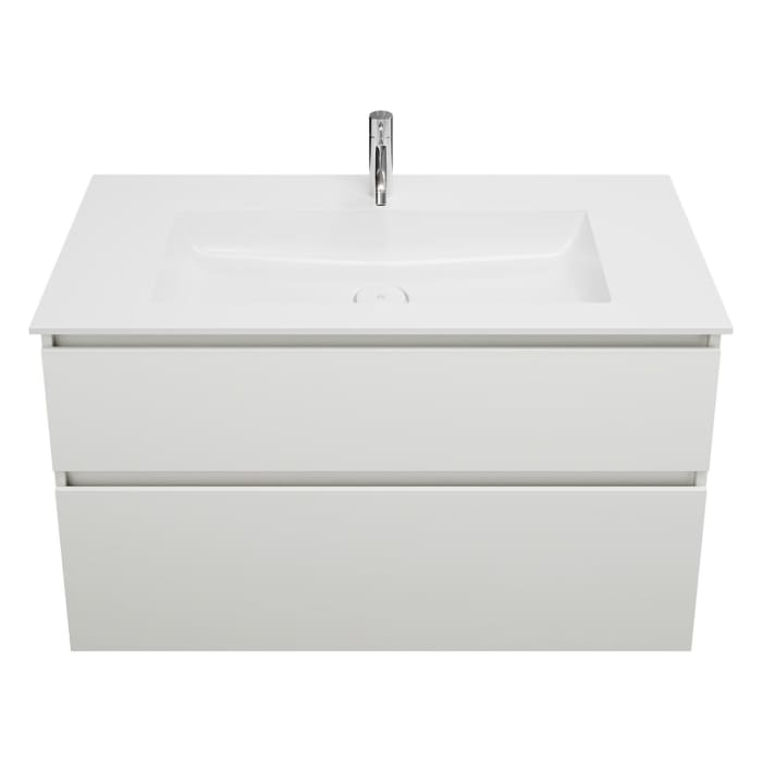 burgbad Lin20 Waschtischunterschrank mit Mineralguss-Waschtisch 102 cm, 2 Auszüge