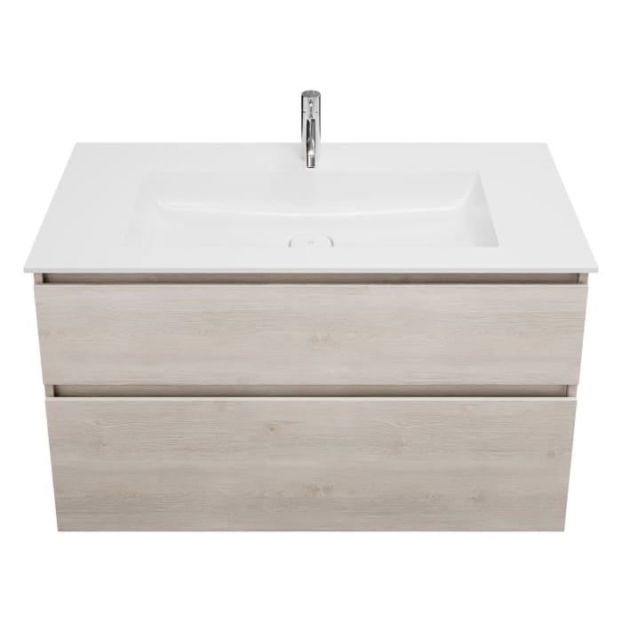 burgbad Lin20 Waschtischunterschrank mit Mineralguss-Waschtisch 102 cm, 2 Auszüge