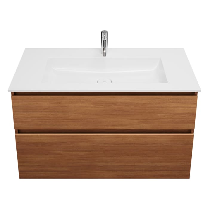 burgbad Lin20 Waschtischunterschrank mit Mineralguss-Waschtisch 102 cm, 2 Auszüge