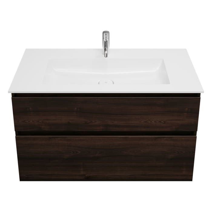 burgbad Lin20 Waschtischunterschrank mit Mineralguss-Waschtisch 102 cm, 2 Auszüge