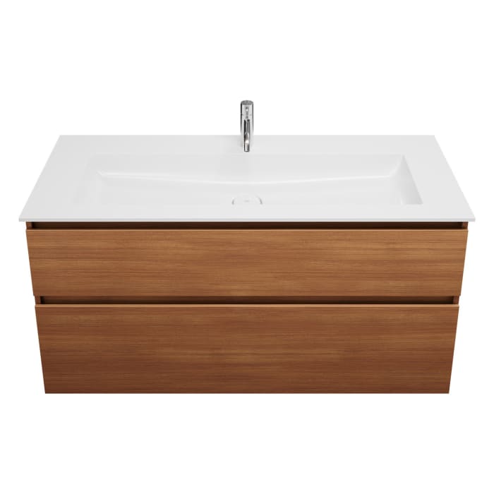 burgbad Lin20 Waschtischunterschrank mit Mineralguss-Waschtisch 122 cm, 2 Auszüge