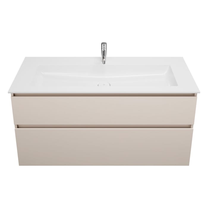 burgbad Lin20 Waschtischunterschrank mit Mineralguss-Waschtisch 122 cm, 2 Auszüge