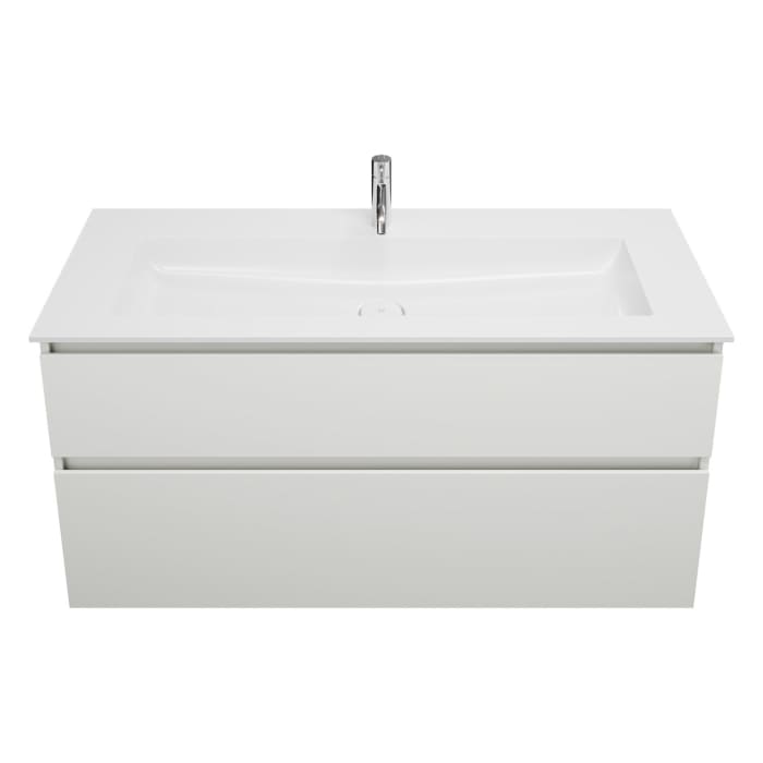 burgbad Lin20 Waschtischunterschrank mit Mineralguss-Waschtisch 122 cm, 2 Auszüge