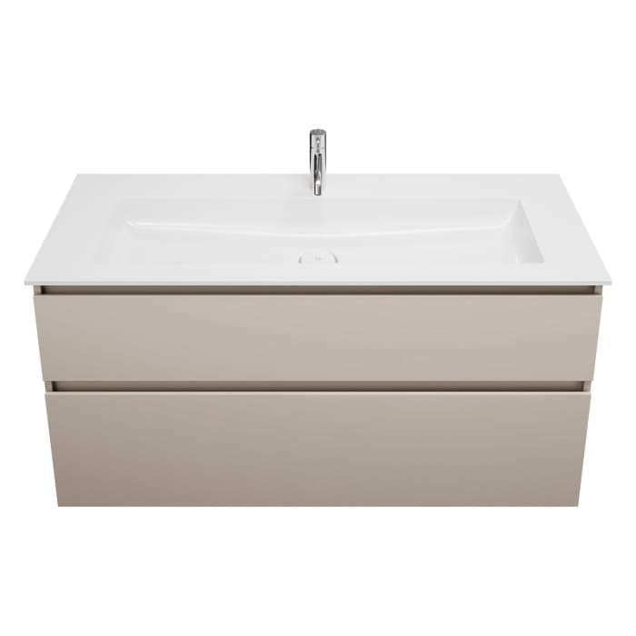 burgbad Lin20 Waschtischunterschrank mit Mineralguss-Waschtisch 122 cm, 2 Auszüge