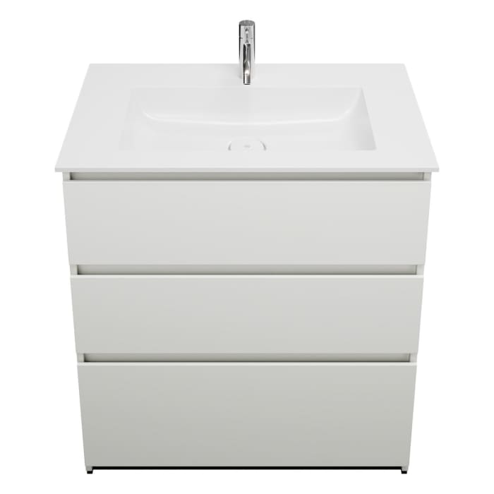 burgbad Lin20 Waschtischunterschrank mit Mineralguss-Waschtisch 82 cm, 3 Auszüge