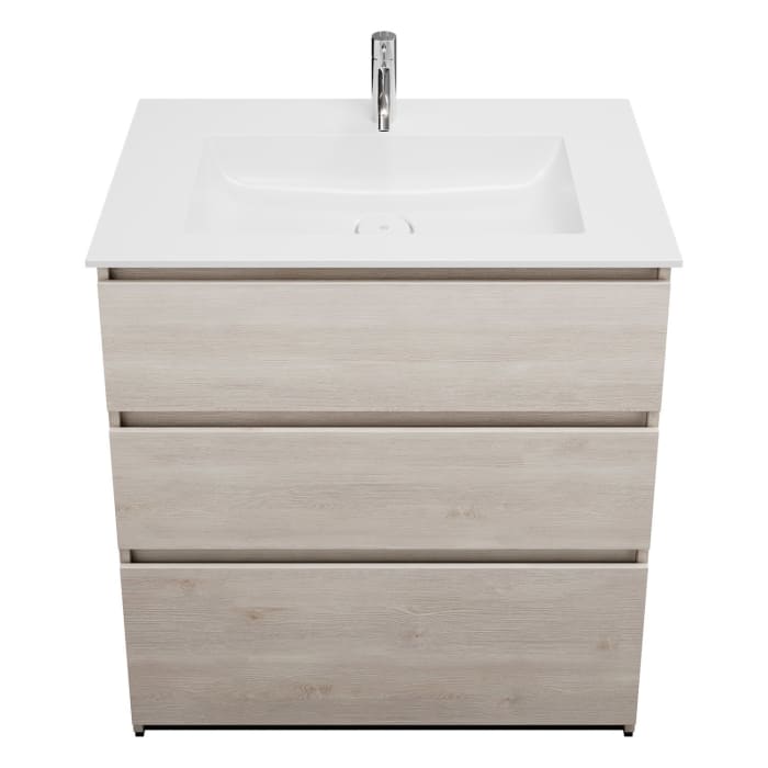 burgbad Lin20 Waschtischunterschrank mit Mineralguss-Waschtisch 82 cm, 3 Auszüge