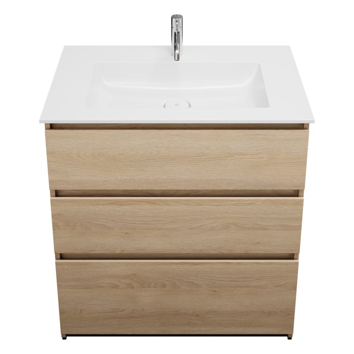 burgbad Lin20 Waschtischunterschrank mit Mineralguss-Waschtisch 82 cm, 3 Auszüge