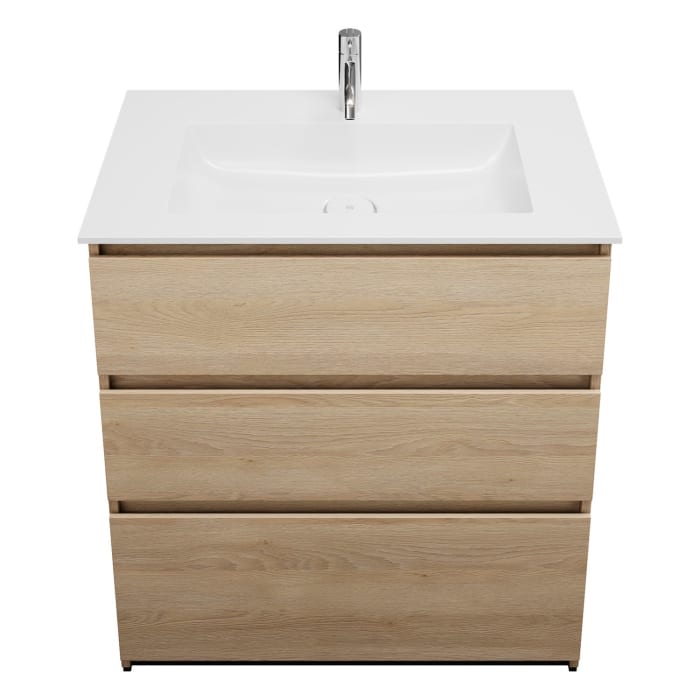 burgbad Lin20 Waschtischunterschrank mit Mineralguss-Waschtisch 82 cm, 3 Auszüge