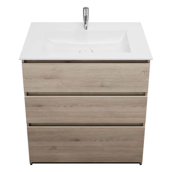 burgbad Lin20 Waschtischunterschrank mit Mineralguss-Waschtisch 82 cm, 3 Auszüge