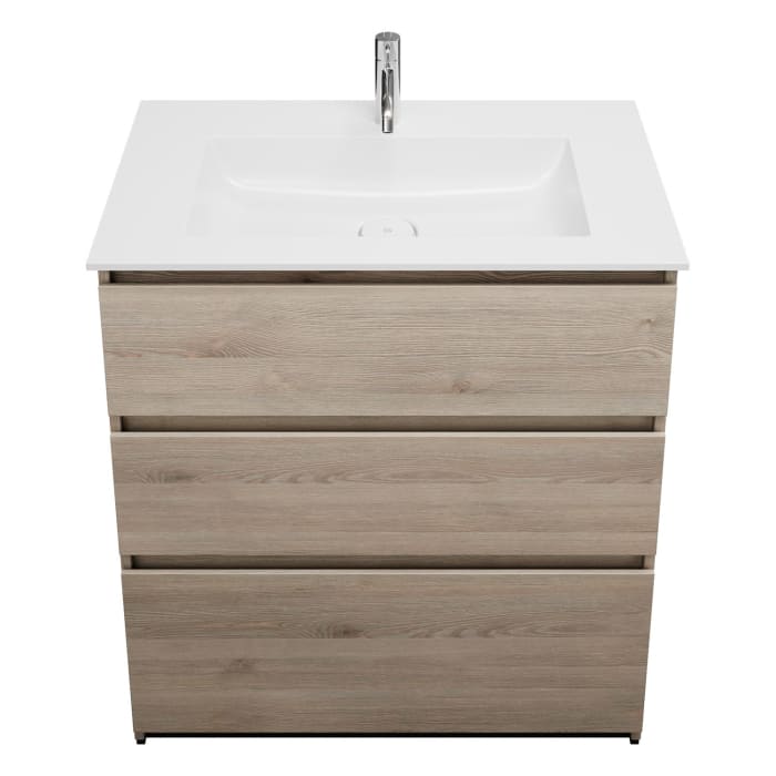 burgbad Lin20 Waschtischunterschrank mit Mineralguss-Waschtisch 82 cm, 3 Auszüge