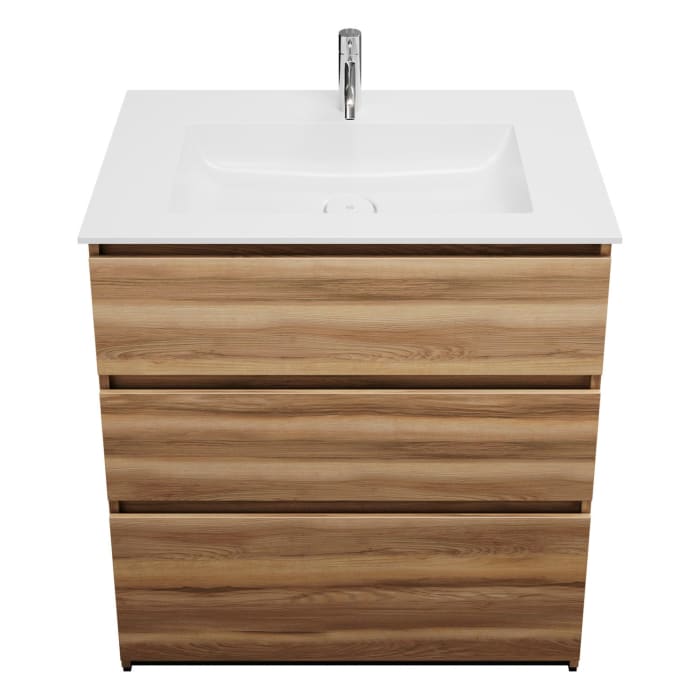 burgbad Lin20 Waschtischunterschrank mit Mineralguss-Waschtisch 82 cm, 3 Auszüge