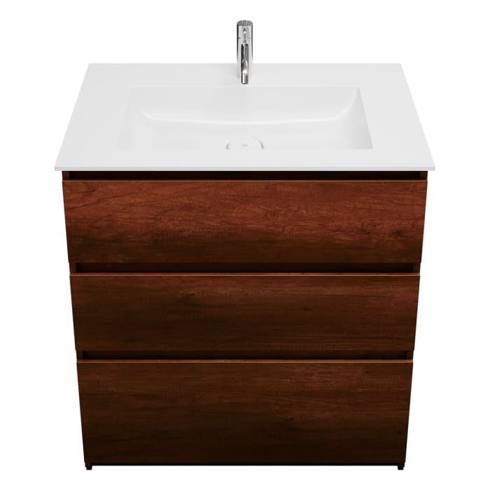 burgbad Lin20 Waschtischunterschrank mit Mineralguss-Waschtisch 82 cm, 3 Auszüge