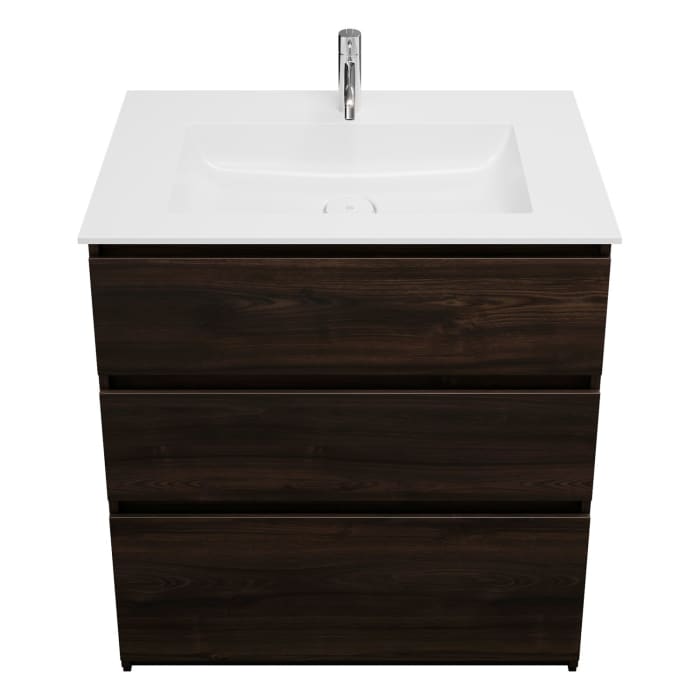 burgbad Lin20 Waschtischunterschrank mit Mineralguss-Waschtisch 82 cm, 3 Auszüge