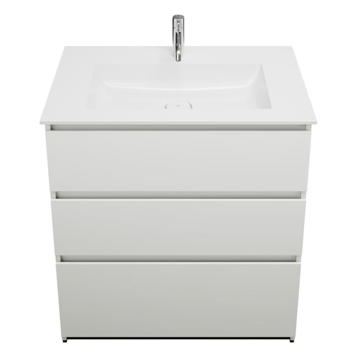 burgbad Lin20 Waschtischunterschrank mit Mineralguss-Waschtisch 82 cm, 3 Auszüge