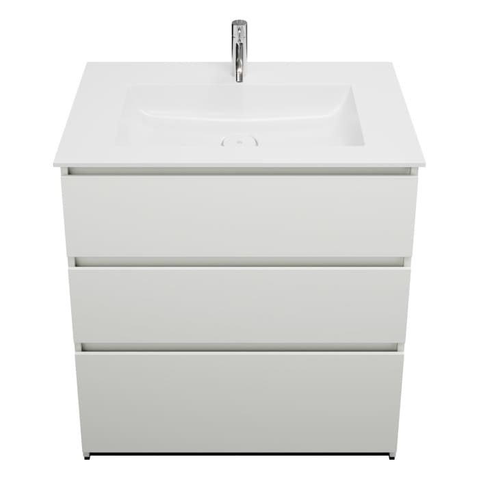 burgbad Lin20 Waschtischunterschrank mit Mineralguss-Waschtisch 82 cm, 3 Auszüge