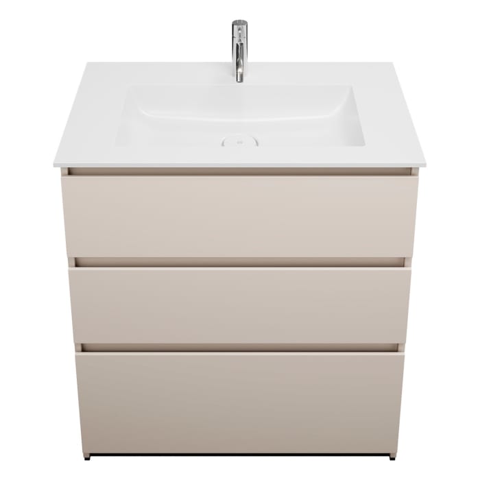 burgbad Lin20 Waschtischunterschrank mit Mineralguss-Waschtisch 82 cm, 3 Auszüge