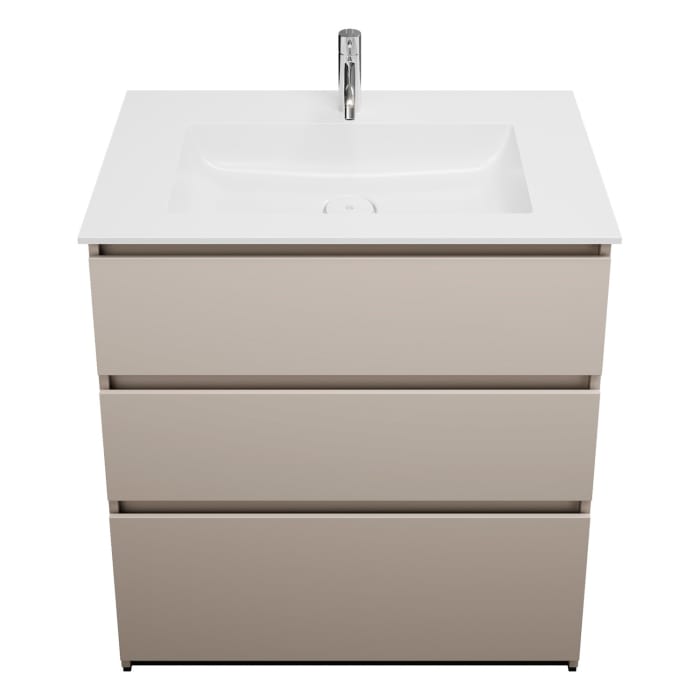 burgbad Lin20 Waschtischunterschrank mit Mineralguss-Waschtisch 82 cm, 3 Auszüge