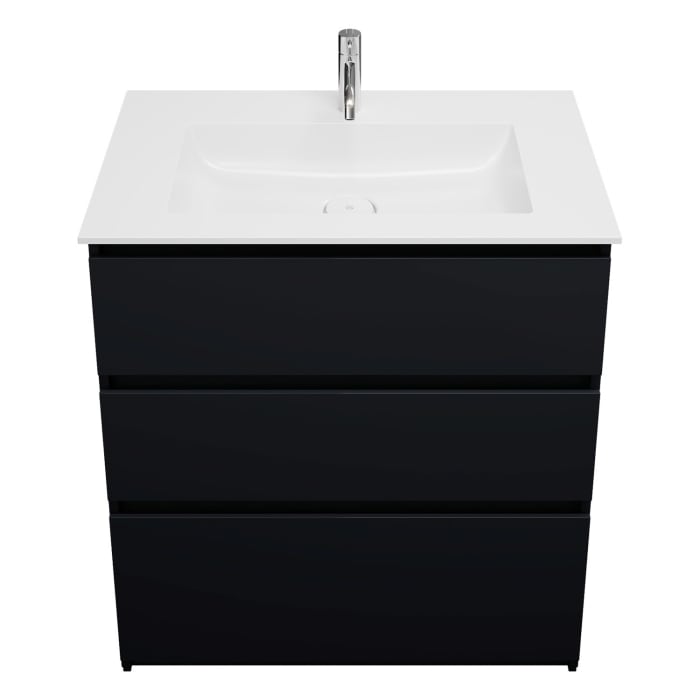 burgbad Lin20 Waschtischunterschrank mit Mineralguss-Waschtisch 82 cm, 3 Auszüge