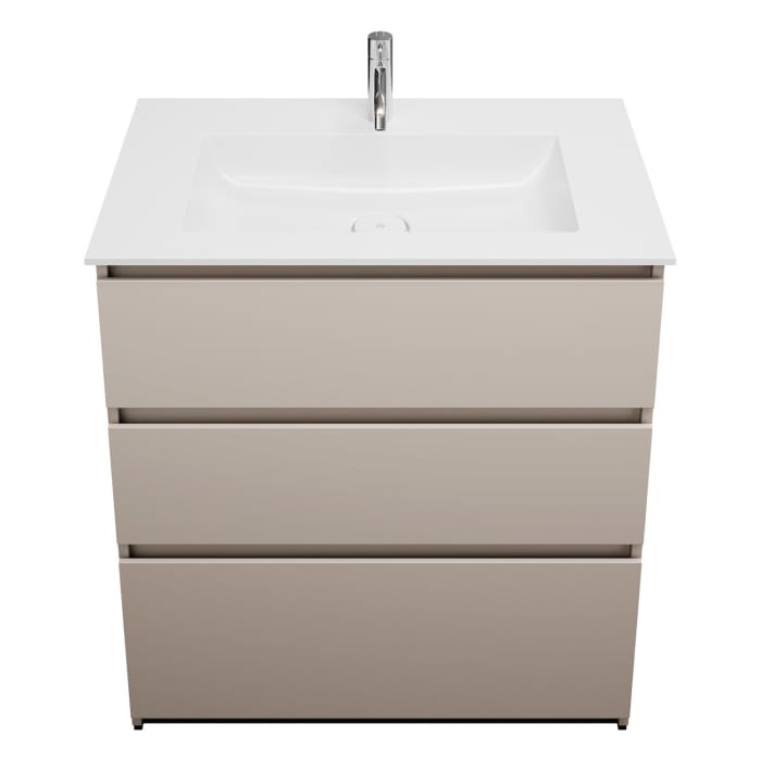 burgbad Lin20 Waschtischunterschrank mit Mineralguss-Waschtisch 82 cm, 3 Auszüge