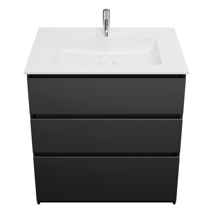 burgbad Lin20 Waschtischunterschrank mit Mineralguss-Waschtisch 82 cm, 3 Auszüge