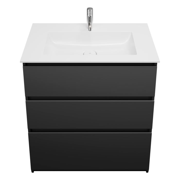 burgbad Lin20 Waschtischunterschrank mit Mineralguss-Waschtisch 82 cm, 3 Auszüge