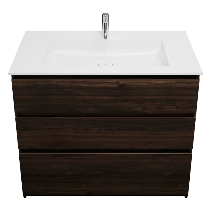 burgbad Lin20 Waschtischunterschrank mit Mineralguss-Waschtisch 102 cm, 3 Auszüge