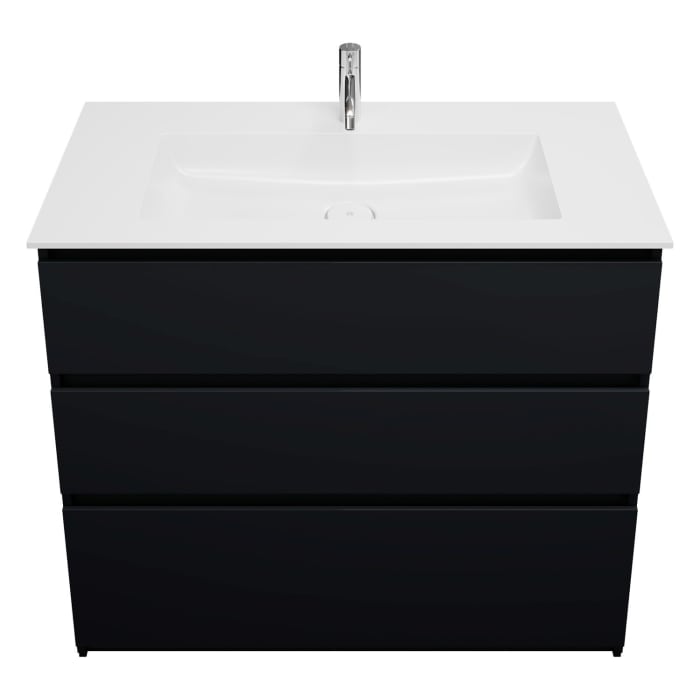 burgbad Lin20 Waschtischunterschrank mit Mineralguss-Waschtisch 102 cm, 3 Auszüge