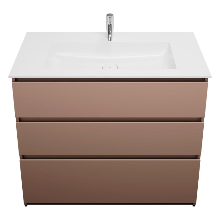 burgbad Lin20 Waschtischunterschrank mit Mineralguss-Waschtisch 102 cm, 3 Auszüge