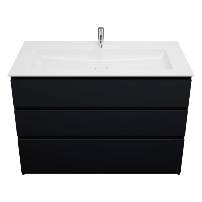 burgbad Lin20 Waschtischunterschrank mit Mineralguss-Waschtisch 122 cm, 3 Auszüge