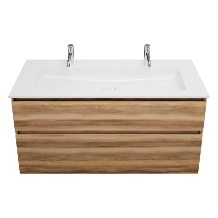 burgbad Lin20 Waschtischunterschrank mit Mineralguss-Waschtisch 122 cm, 2 Auszüge