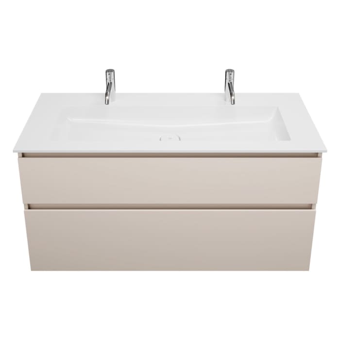 burgbad Lin20 Waschtischunterschrank mit Mineralguss-Waschtisch 122 cm, 2 Auszüge