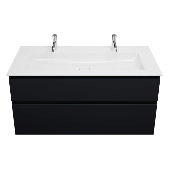 burgbad Lin20 Waschtischunterschrank mit Mineralguss-Waschtisch 122 cm, 2 Auszüge