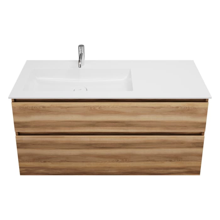 burgbad Lin20 Waschtischunterschrank mit Mineralguss-Waschtisch 122 cm, 2 Auszüge, links