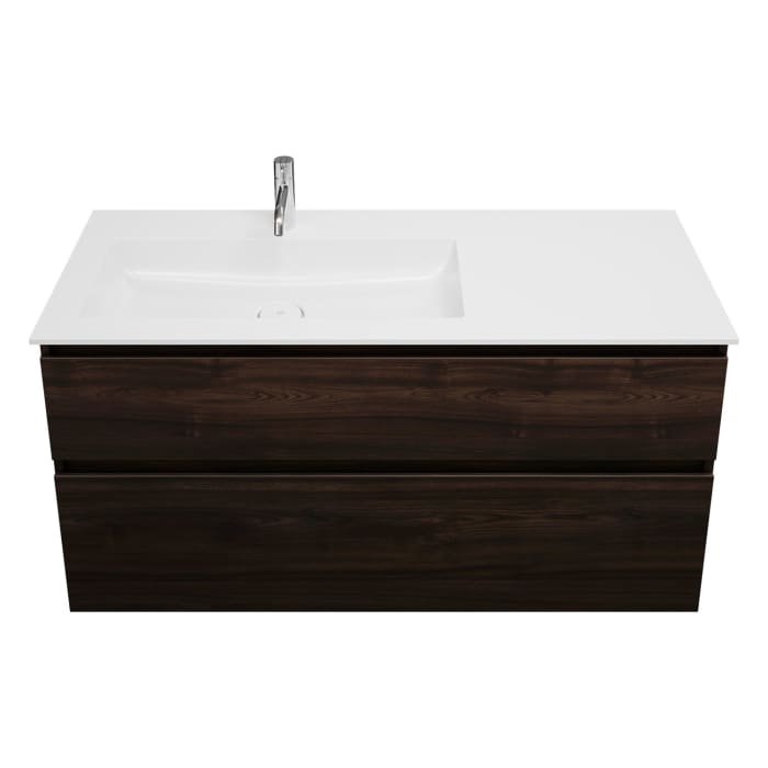 burgbad Lin20 Waschtischunterschrank mit Mineralguss-Waschtisch 122 cm, 2 Auszüge, links