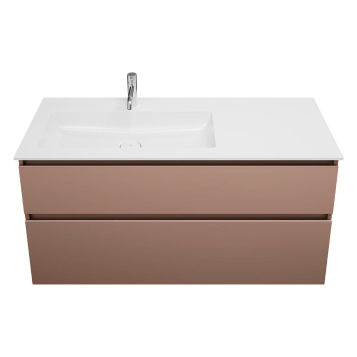 burgbad Lin20 Waschtischunterschrank mit Mineralguss-Waschtisch 122 cm, 2 Auszüge, links